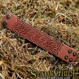  Leather Bracelet Cuff Wristband  Celtic Knotwork  Vikings Nordic Talisman Amulet  Carving Leather 